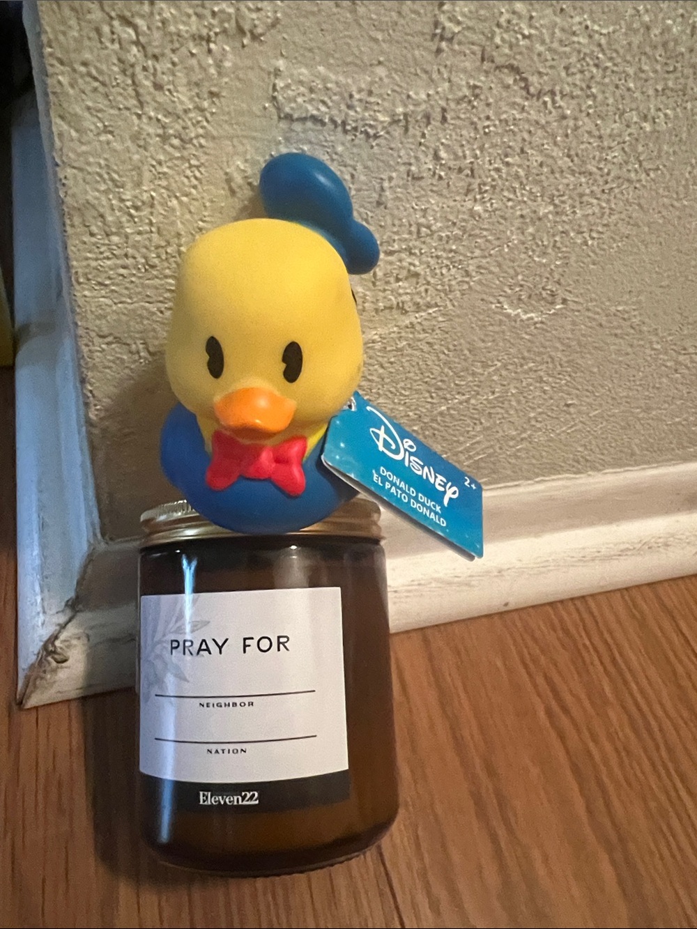 #3043**Bath Squeezable Toy in Yellow, & Pray For You Vanilla Scented Candle